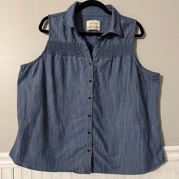 Old Ranch Brand | Rae Women’s Chambray Sleeveless Button Up Y Neck Tank Top XXL - Picture 1 of 8